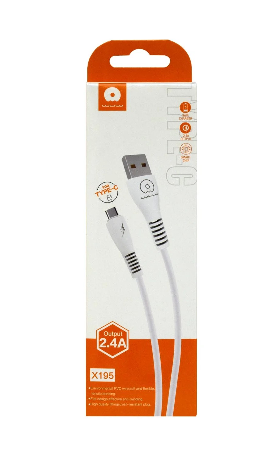کابل شارژ تایپ سی C دو آمپر WUW مدل X195